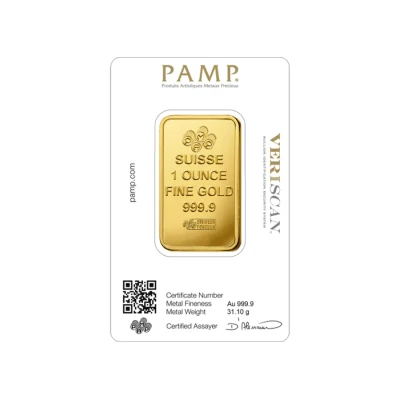 1 oz Gold PAMP Suisse Fortuna Veriscan Bar