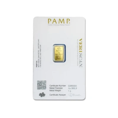 Pamp Suisse Veriscan Fortuna 1 gram Gold Bar