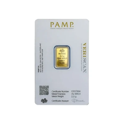 2.5 gram Gold Pamp Suisse Veriscan Fortuna Bar