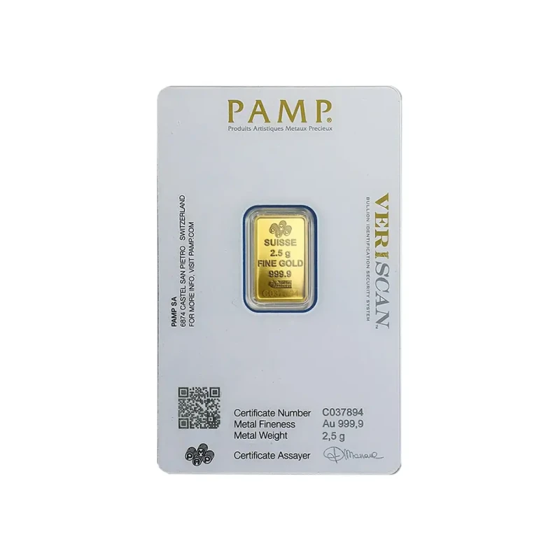 2.5 gram Gold Pamp Suisse Veriscan Fortuna Bar